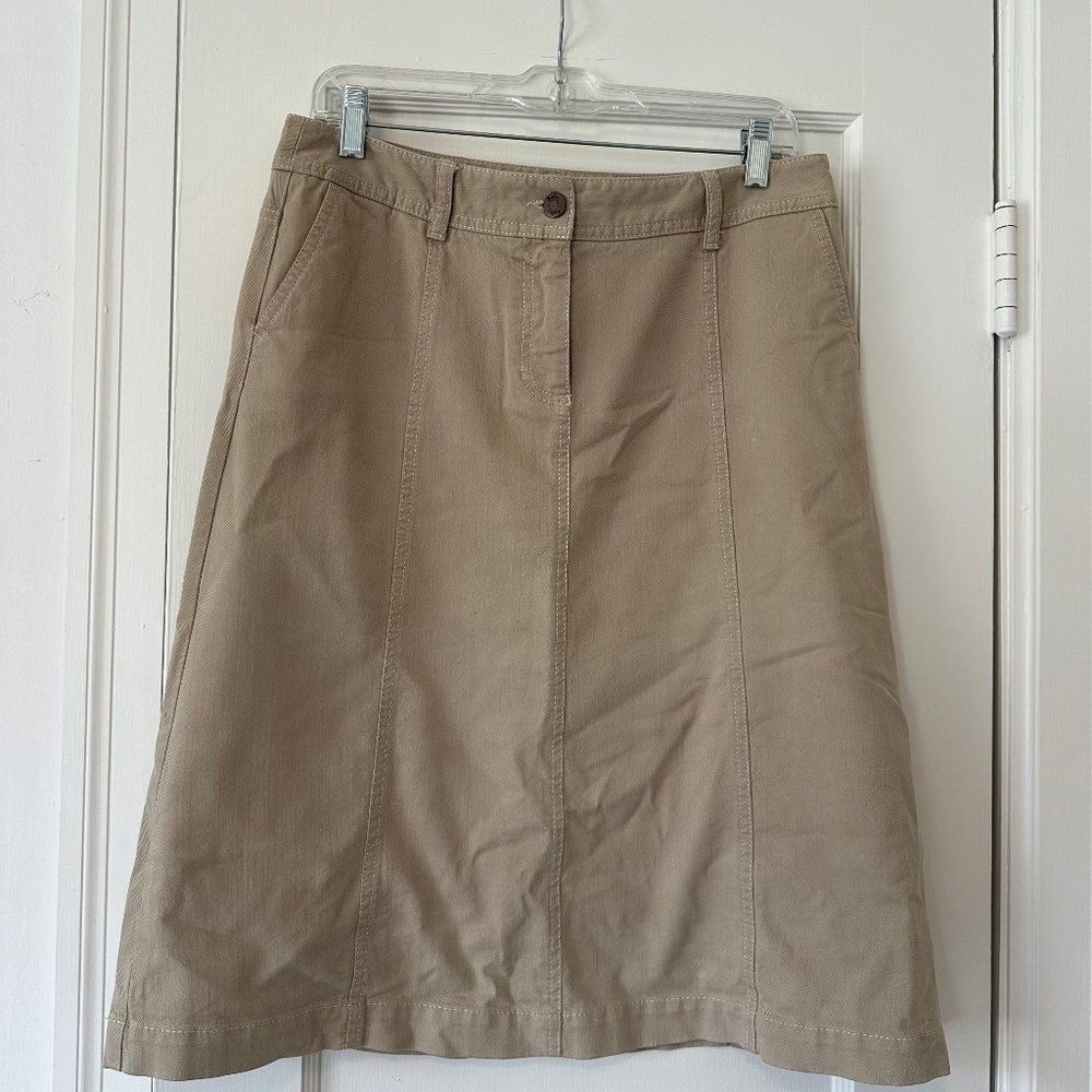 Womens Boden Khaki A-Line Midi Skirt Size 8
